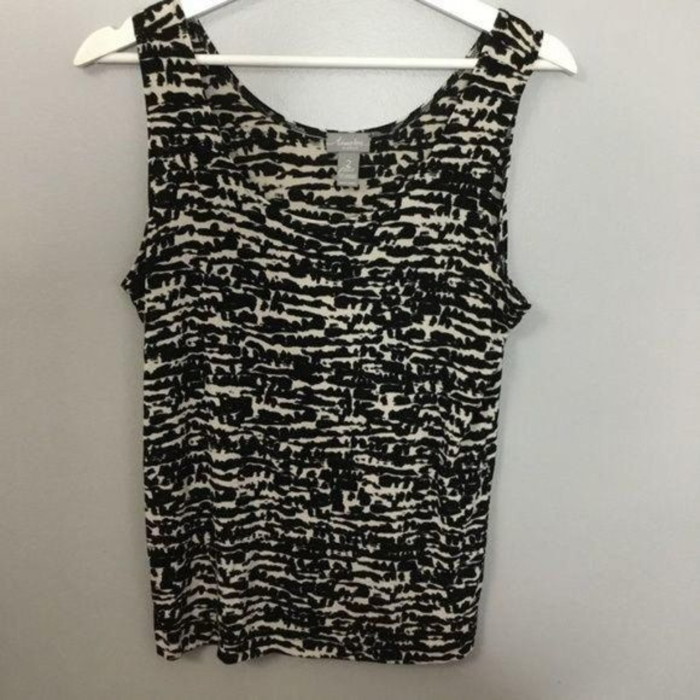 Chico's Travelers Black‎ Beige Tank Sz 2 Large - Picture 1 of 3